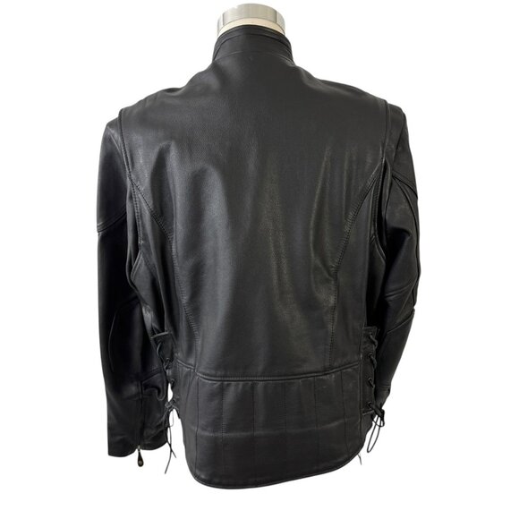 Wilsons Leather Open Road Black Motorcycle Jacket Coat Moto Biker Size L Zippers - Picture 7 of 12
